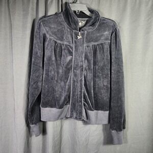 Central Park Velour Track Jacket Full Zip Dog Charm Mock‎ Neck PL
